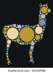 Alpaca shape vector design by color point