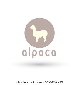 Alpaca sign illustration soft nature wool lama