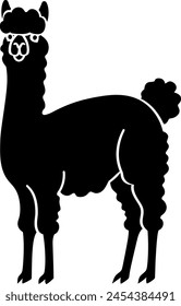 Icono de silueta de alpaca en color negro. Vector Plantilla.