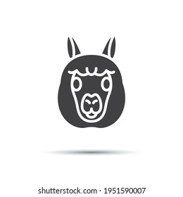 Alpaca silhouette icon. Scalable symbol. Outline in black. Vector illustration for use in web, mobile apps, print media and logo.