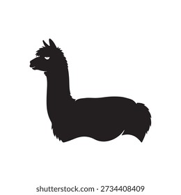 Alpaca silhouette vector flat design