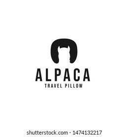 alpaca travel pillow logo vector icon