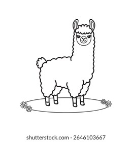 Ilustração do vetor de Alpaca Illama Imagem vetorial, Livro de colorir para crianças Alpaca Illama llama Imagem vetorial animal, Desenho de livro infantil Illama Alpaca Illusation vetor.