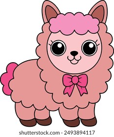 Alpaca Vector Illustration, Linocut, Kawaii, Cartoon, Clipart, Line Art Design. vector, linocut, kawaii, cartoon, clipart, line art - perfect for digital products.