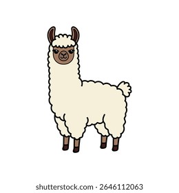 Alpaca Vector Illustration, llama vector Image, Child Kid image Fauna Animal Alpaca llama image vector, Cute Llama vector Illustration.