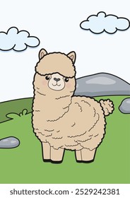 uma alpaca com vista para com a cor. adequado para a educação de crianças