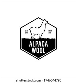 Alpaca Wool Logo Simple Badge Emblem, Industry Vector Stamp Design Template Inspiration