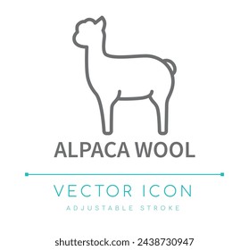 Alpaca Wolle Garn Strick Textilmaterial Vektor Linie Icon, Chrochet Kleidung Zusammensetzung Mode Material Bekleidung Vektor Linie Icon