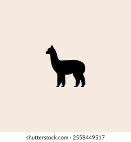 Alpacas black icon flat vector design.