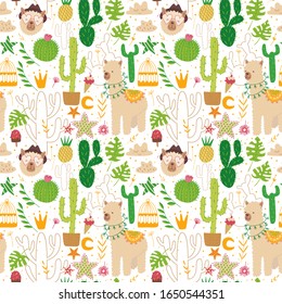 alpacas and cacti. collection for the celebration and printing in the printing industry. Vector graphics
