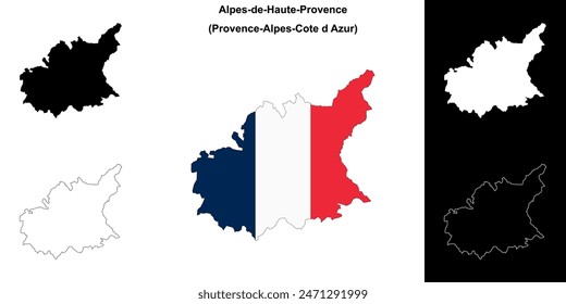 Alpes-de-Haute-Provence department outline map set