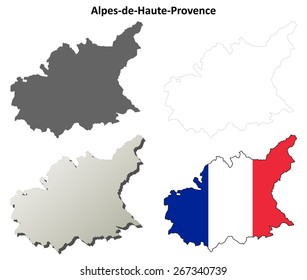 Alpes-de-Haute-Provence (Provence) outline map set