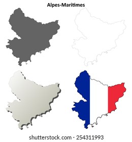 Alpes-Maritimes (Provence) outline map set