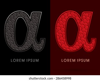 Alpha, Abstract Font, Text, Typography, concept luxury hot and dark, red and black, pattern, graphic vector.