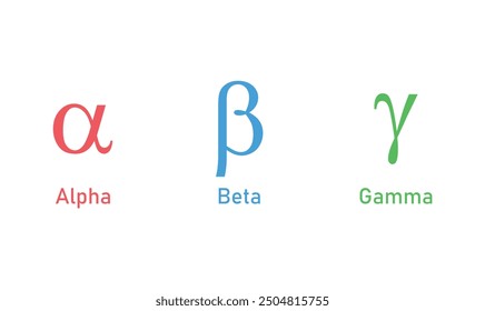 Alpha beta gamma letter icon symbol.