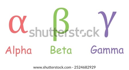 Alpha, beta and gamma symbol vector icon set. Radioactive Radiation Symbols Designed for Scientific and Educational Purposes.
