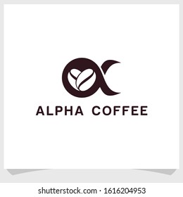 alpha coffee logo design template, coffee brand logo design inspiration