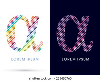 Alpha, Colorful font designed using zigzag line, graphic vector.