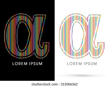 Alpha ,Colorful Font, designed using colorful line graphic vector.