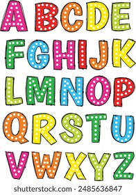 Alpha Doodle Polka Letters. Polka dot Alphabet. Art and Illustration