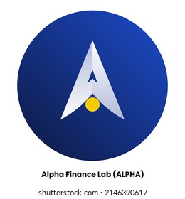 Alpha Finance Lab crypto currency with symbol ALPHA. Crypto logo vector illustration for stickers, icon, badges, labels and emblem designs. svg