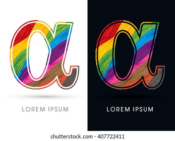 Alpha Font , colorful wave, designed using colorful grunge brush graphic vector