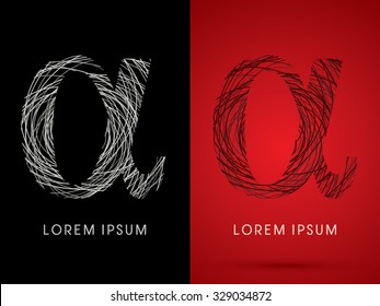 Alpha Font design using confuse line graphic vector.