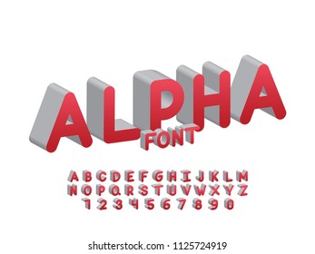 Alpha font. Vector alphabet letters and numbers. Typeface design. 
