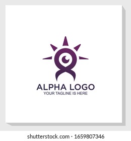 alpha lens logo template design vector