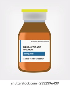 Alpha lipoic acid ALA injection infusion vial bottle glass