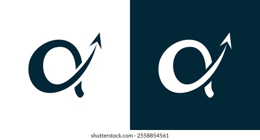 Alpha logo. alpha letter. combination alpha and arrow logo