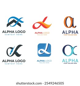 alpha logo template collection. vector design. logo design template. creative alpha logo template design vector, abstract, vector. flat alpha logo templates set EPS 