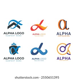 alpha logo template collection. vector design. logo design template. creative alpha logo template design vector, abstract, vector. flat alpha logo templates set EPS