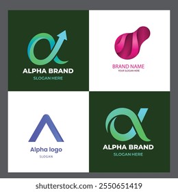 alpha logo template collection. vector design. logo design template. creative alpha logo template design vector, abstract, vector. flat alpha logo templates set EPS