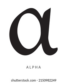 Alpha lowercase symbol, first Greek letter, value of one, symbol for first or beginning
