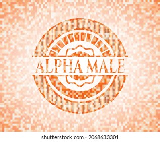 Alpha Male abstract orange mosaic emblem 