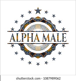 Alpha Male arabic badge. Arabesque decoration.