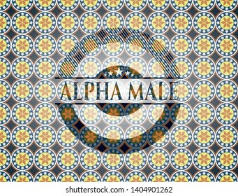 Alpha Male arabic badge. Arabesque decoration.