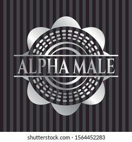 Alpha Male silver shiny badge. Vector Illustration. Mosaic.