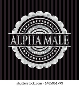 Alpha Male silver shiny emblem]. Vector Illustration. Mosaic.