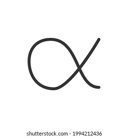 Alpha minimal line icon. Web stroke symbol design. Alpha sign isolated on a white background. Premium line icon.