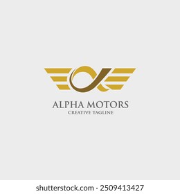 Alpha-Motoren-Logo, Motor-Logo, Alpha-Logo, vollständig bearbeitbare Vektorvorlage