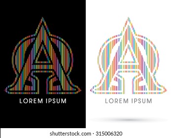 Alpha and Omega ,Colorful Font, designed using colorful line graphic vector.