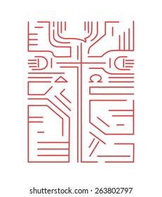 Alpha and Omega Cross
Hand drawn vector illustration or drawing of a religious Cross
