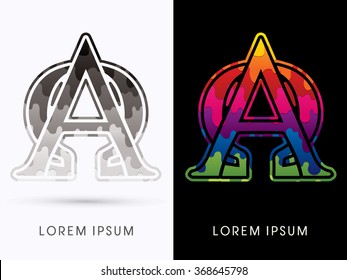 Alpha and Omega Font , Colors and black melt graphic vector.