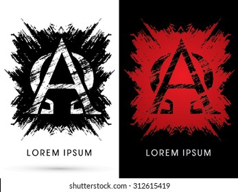 Alpha and omega ,Font, Designed using grunge brush on scratch background, graphic vector.