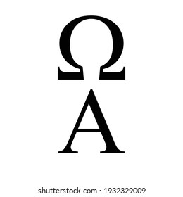 alpha and omega greek alphabet letters symbols on white background