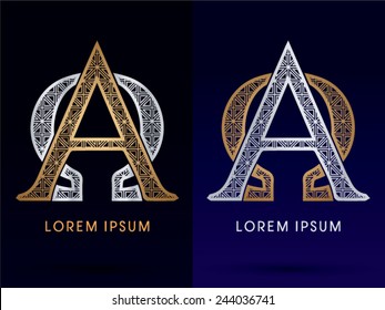 Alpha An Omega Sign,Luxury Font ,gold And Diamond, Logo, Symbol, Icon, Graphic, Vector .