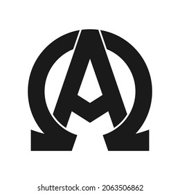 Alpha And Omega Symbol Glyph Icon. Clipart Image Isolated On White Background