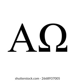 Símbolos alfa y omega, principio y fin, diseño de Vector